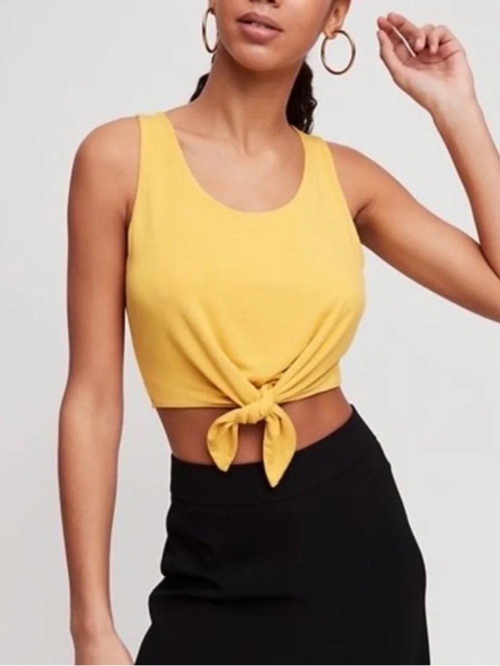 Babaton aritzia Yellow Tie-Front Cropped Tank Top -